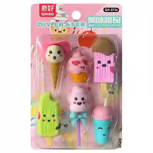 Borrador Figuras Helados Blister X6 Uds Ref 8736