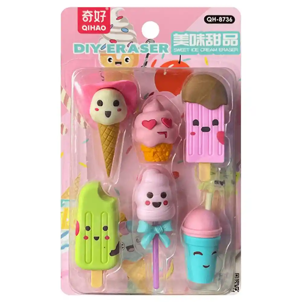Borrador Figuras Helados Blister X6 Uds Ref 8736