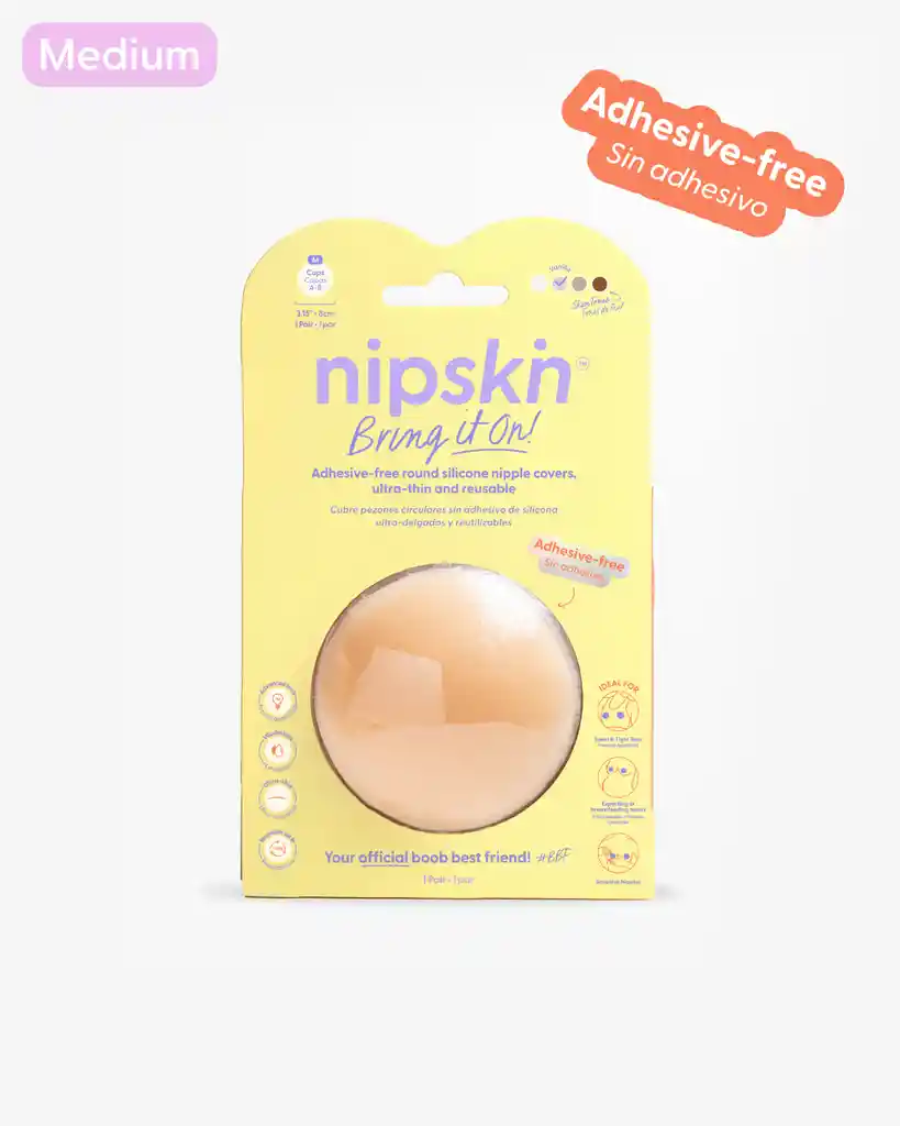 Cubre Pezones Sin Adhesivo Reutilizables, M (8 Cm) / Vainilla | Nipskin®