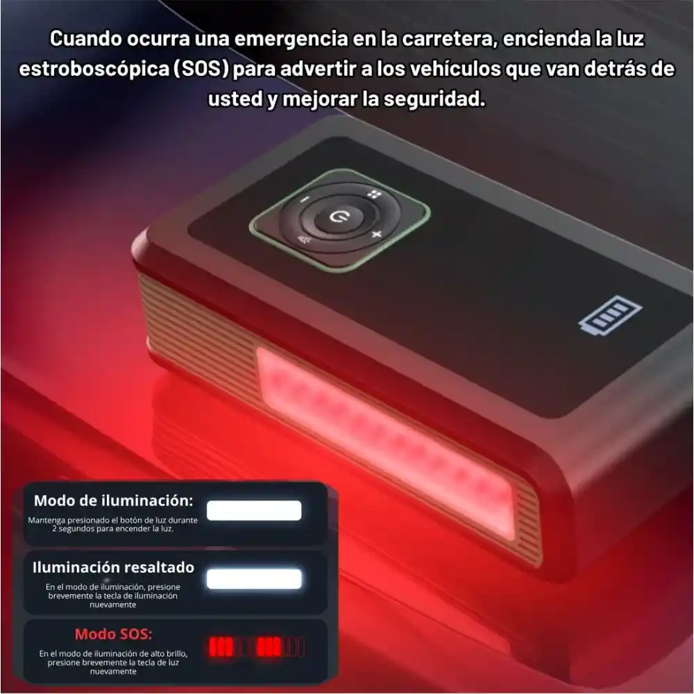 Arrancador De Batería Iniciador 12v Compresor Portátil 5en1