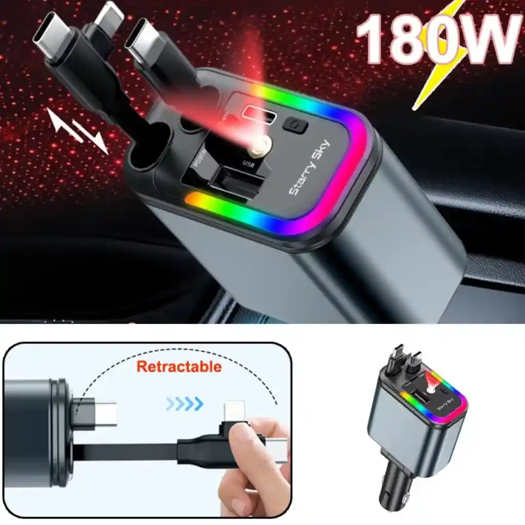 Cargador De Carro 4 En 1 Con Proyector