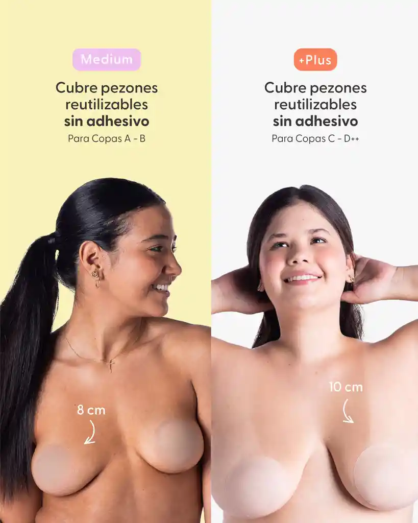 Cubre Pezones Sin Adhesivo Reutilizables, Plus (10 Cm) / Vainilla | Nipskin®