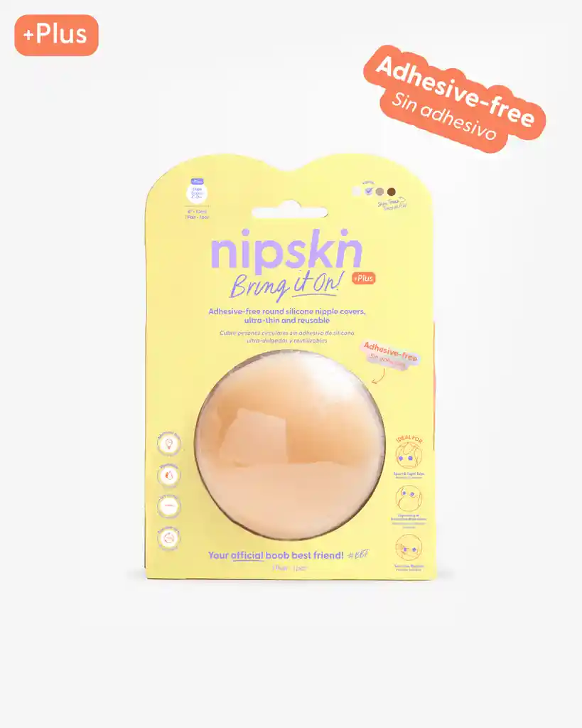 Cubre Pezones Sin Adhesivo Reutilizables, Plus (10 Cm) / Vainilla | Nipskin®