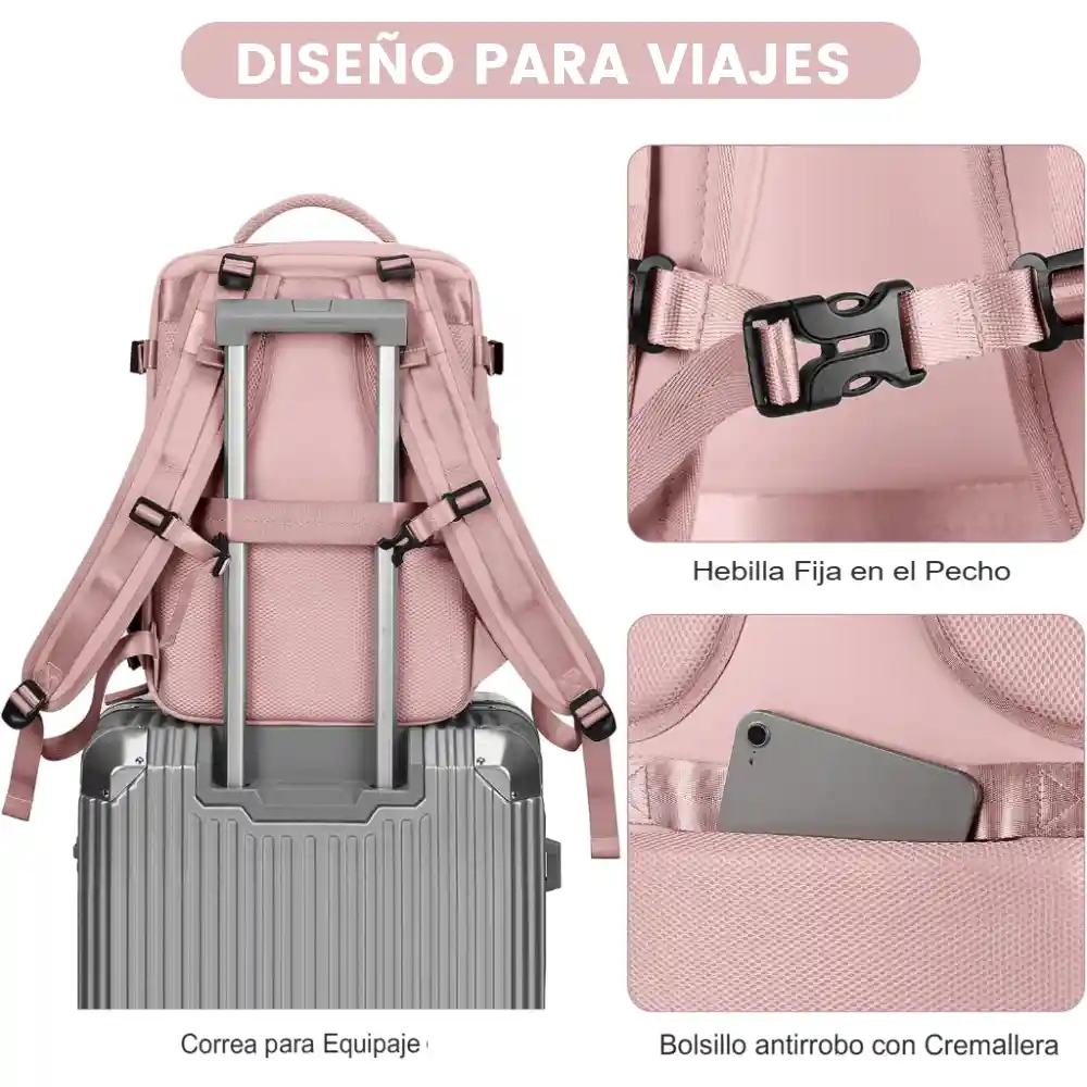 Morral De Mano Expandible Usb Mochila Viajera Cabina 25 Lt