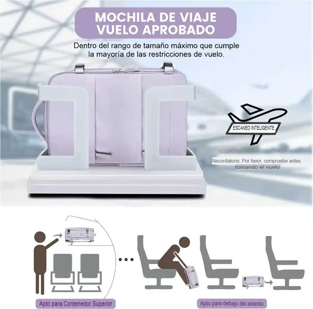 Morral De Mano Expandible Usb Mochila Viajera Cabina 25 Lt