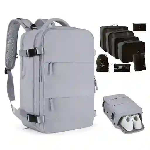 Morral De Mano Mochila 25l + Organizador Ropa Viajero 7 Set