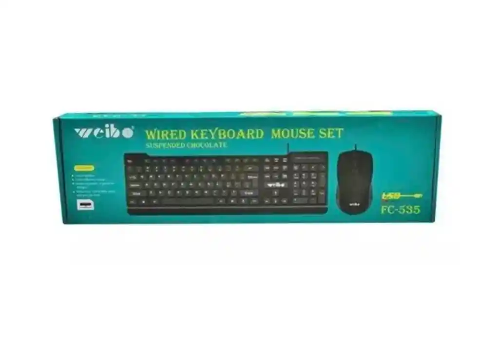 Combo Teclado Y Mouse Usb Alambrico Weibo Fc-535 Color Del Teclado Negro