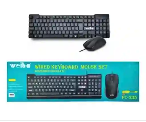 Combo Teclado Y Mouse Usb Alambrico Weibo Fc-535 Color Del Teclado Negro