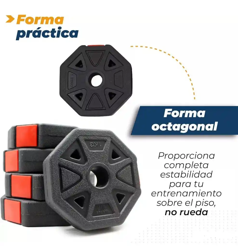 Set Pesas 30kl Mancuerna Ajustables Octagonales
