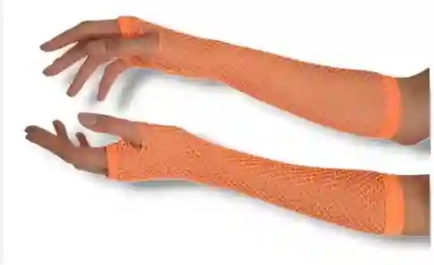 Guantes Largos De Malla Color Naranja Neon Disfraz Halloween
