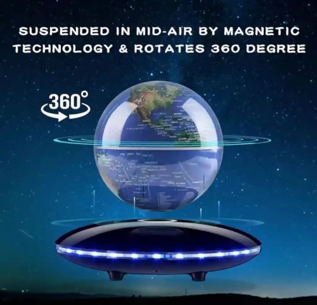 Globo Terraqueo Flotante Con Base Con Luz Led