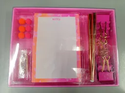 Set De Notas Adhesivas + Esfero + Accesorios Fucsia