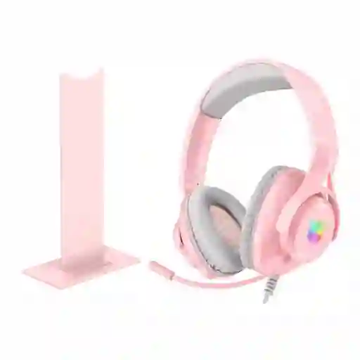 Audifonos Gamer X16 Rosa Con Luz Led + Base Onikuma