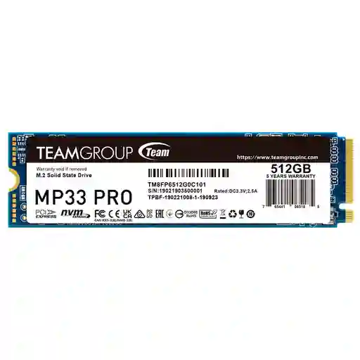 Unidad Solida M2 Teamgroup Mp33 Pro 512gb 3500mbs