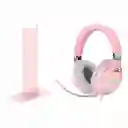 Audifonos Diadema Gamer Onikuma K15 + Base Soporte Rosa