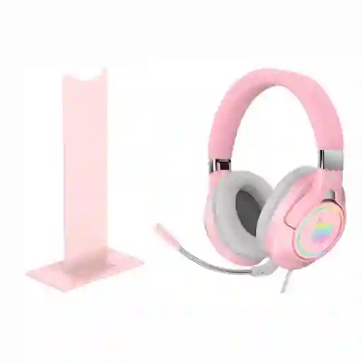 Audifonos Diadema Gamer Onikuma K15 + Base Soporte Rosa