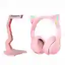 Audifonos Gamer B90 Gato Con Luz Led + Base Grande Rosa Onikuma