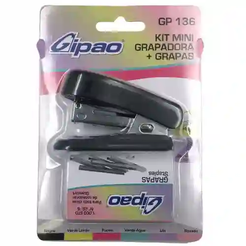 Kit Mini Grapadora + Grapas - Negro