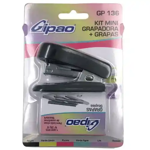 Kit Mini Grapadora + Grapas - Negro
