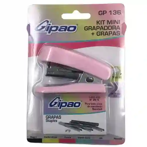 Kit Mini Grapadora + Grapas - Rosado
