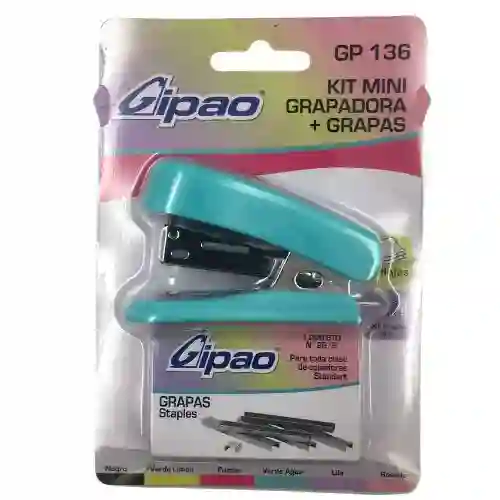 Kit Mini Grapadora + Grapas - Verde Agua
