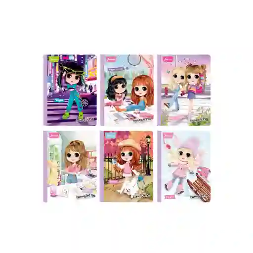 Cuaderno Norma Cosido 50hojas Cuadriculado Bonequinhas