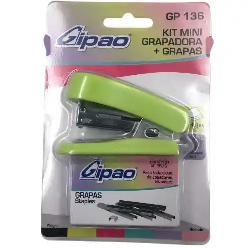 Kit Mini Grapadora + Grapas - Verde Limon
