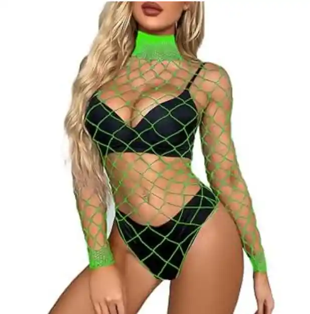 Body De Malla Glamour Color Verde Neón