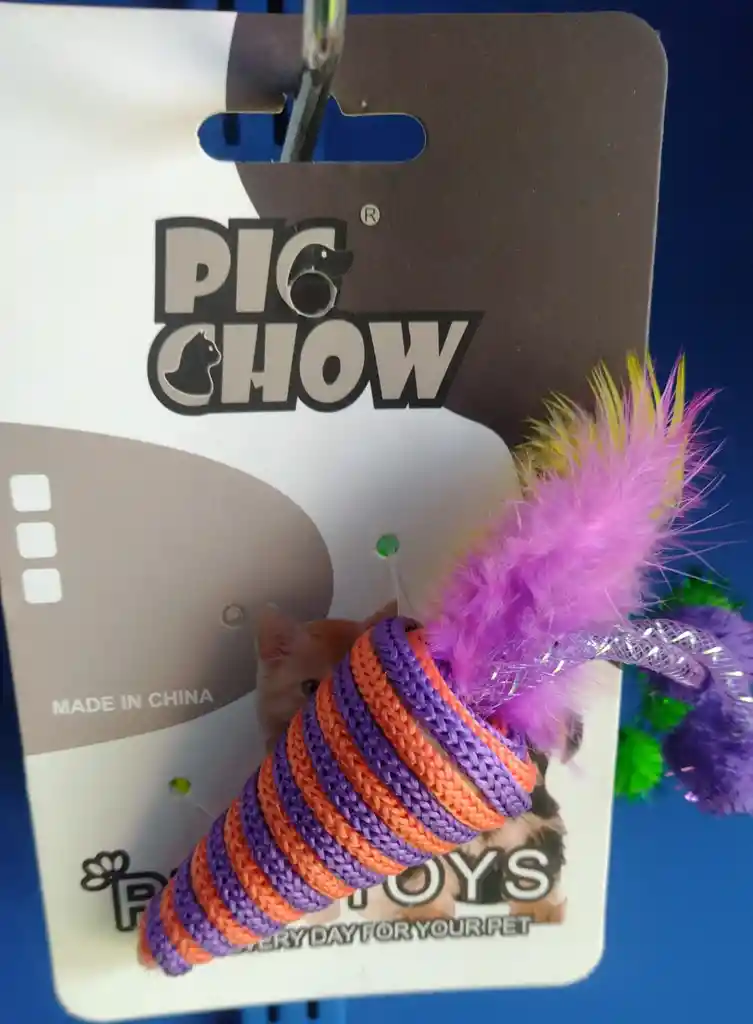 Juguete De Gato En Forma De Trompo Con Antenas Y Plumas