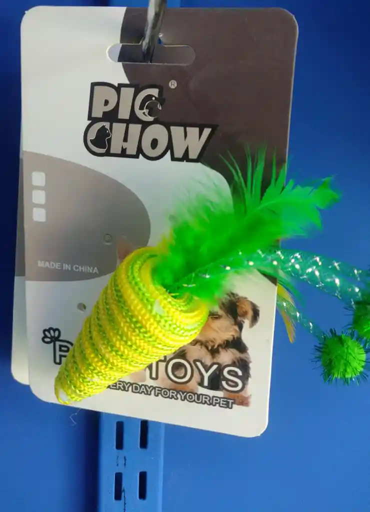 Juguete De Gato En Forma De Trompo Con Antenas Y Plumas