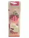Pincel X 6 Uds Planos/redondos Rosados Ref O288