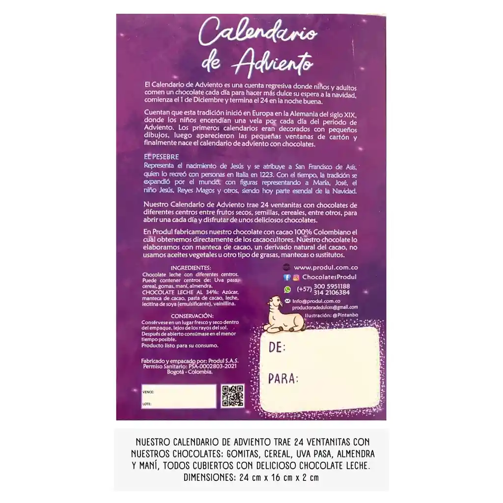 Calendario De Adviento Chocolates - Pesebre