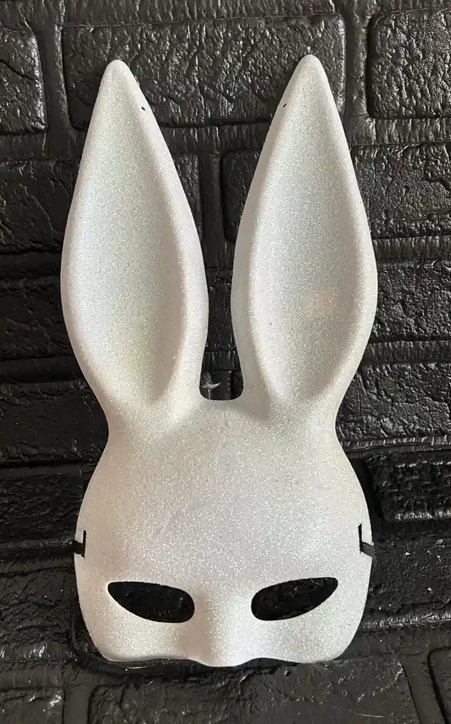 Antifaz Coneja Play Boy Orejas Largas Blanca Escarchada