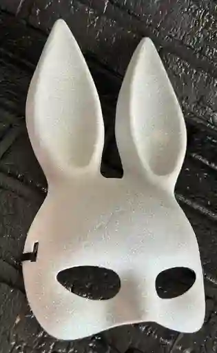 Antifaz Coneja Play Boy Orejas Largas Blanca Escarchada