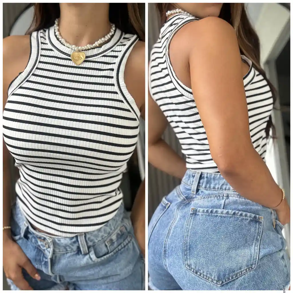 Blusa En Rib Rayada