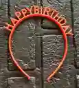 Diadema Balaca Feliz Cumpleaños Pasta Naranja Neon