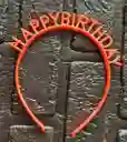Diadema Balaca Feliz Cumpleaños Pasta Naranja Neon