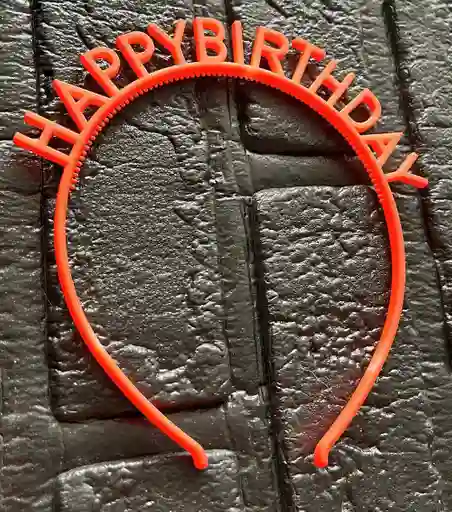 Diadema Balaca Feliz Cumpleaños Pasta Naranja Neon