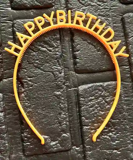 Diadema Balaca Feliz Cumpleaños Pasta Naranja Claro Neon