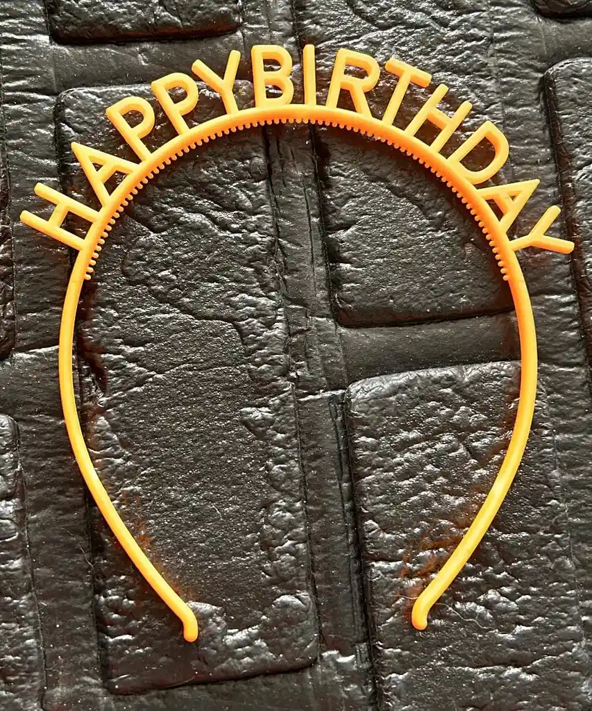 Diadema Balaca Feliz Cumpleaños Pasta Naranja Claro Neon