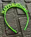 Diadema Balaca Feliz Cumpleaños Pasta Verde Manzana Neon