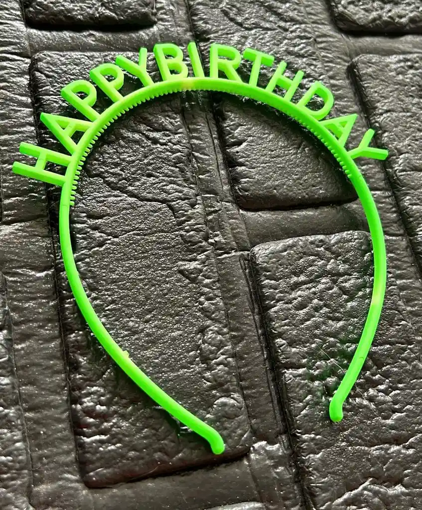 Diadema Balaca Feliz Cumpleaños Pasta Verde Manzana Neon