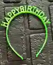 Diadema Balaca Feliz Cumpleaños Pasta Verde Manzana Neon