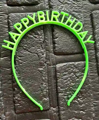 Diadema Balaca Feliz Cumpleaños Pasta Verde Manzana Neon