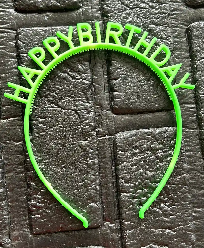 Diadema Balaca Feliz Cumpleaños Pasta Verde Manzana Neon
