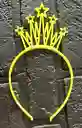 Diadema Balaca Corona Grande Pasta Amarillo Neon