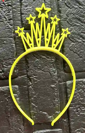 Diadema Balaca Corona Grande Pasta Amarillo Neon