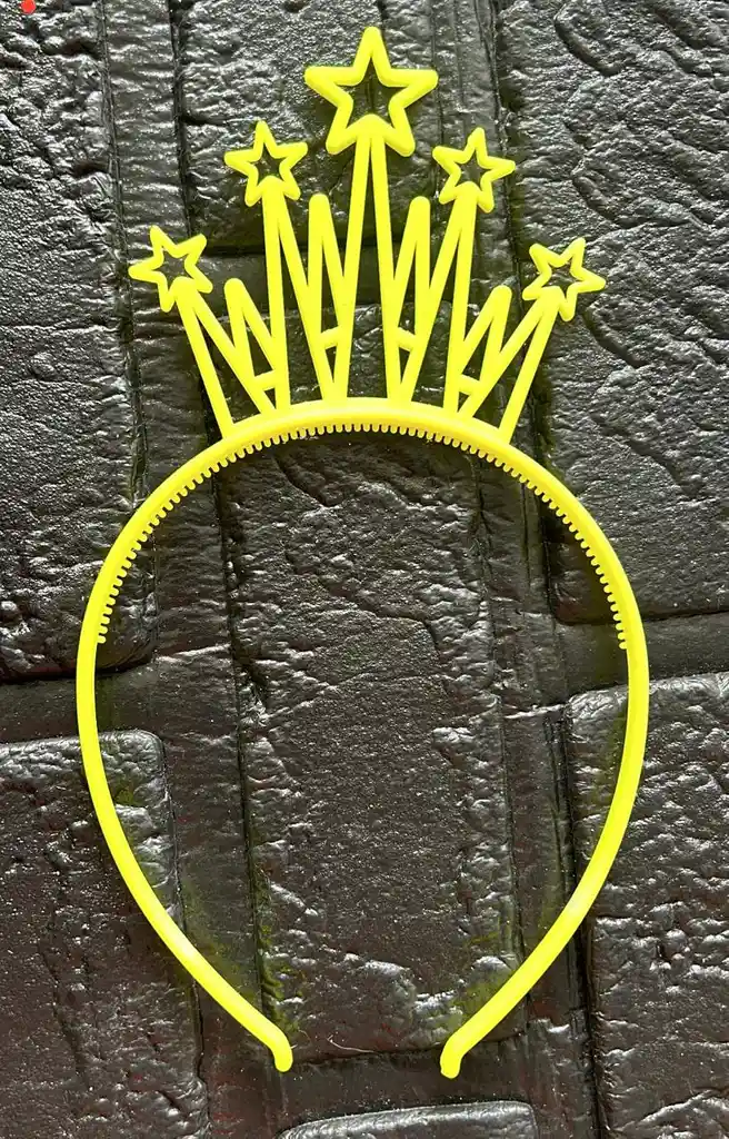 Diadema Balaca Corona Grande Pasta Amarillo Neon