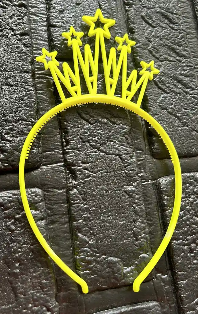 Diadema Balaca Corona Grande Pasta Amarillo Neon