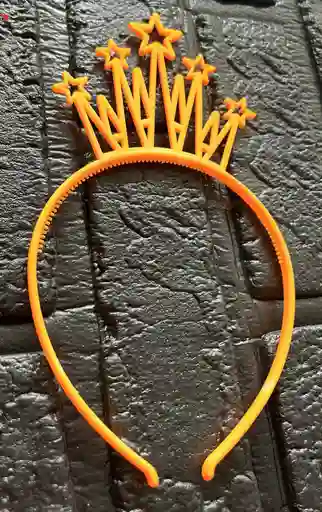 Diadema Balaca Corona Grande Pasta Naranja Claro
